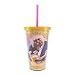 Silver Buffalo DN96087G Disney Princess Beauty and the Beast Dancing Glitter Plastic Cold Cup with Lid and Straw, 16-Ounces