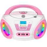 TINYGEEKS Tunes Kids Boombox CD Player for Children - FM Radio - Includes Batteries - Rose Radio - CD Player...