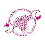 Wandaufkleber „Garage Motor Service Silhouette“, Reparaturwerkstatt, Wandaufkleber, Autoservice, Garage, Worte, Schild, Schraubenschlüssel, gekreuzter Motor-S-28x37cm-Rose Red