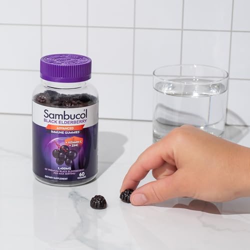 Sambucol Black Elderberry Gummies with Vitamin C & Zinc - Sambucus Elderberry Gummies for Immune Support, High Antioxidants, Gluten Free, Vegan, Elderberry with Zinc & Vitamin C for Adults - 60 Count - Thumbnail 6