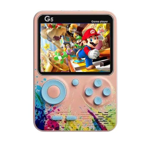 (New Edition 2024) Video Game G5 500 in 1 Retro Game Box,Colorful High Defintion Display Screen Handheld Mini Game Box with can Play on tv,,Best Birthday Gift for Kids. (Blue-Grey)