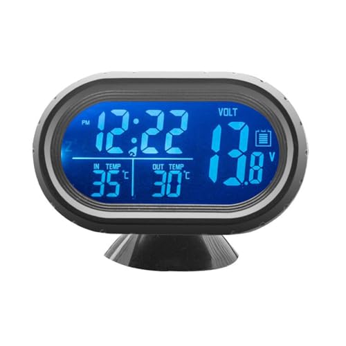 Shkalacar Reloj para Coche 3 en 1, Termómetro, Voltímetro, Monitor Digital LCD, Medidor de Temperatura y Voltaje 12V, Indicador de Detección para Coche, Camión, SUV, RV
