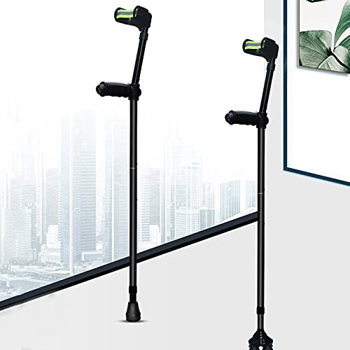 Stampella per avambraccio per adulti, stampella pieghevole con polsino aperto con luci a LED, stampella in alluminio leggera regolabile nera per adulti e bambini con altezza 150-196 cm Keep it in