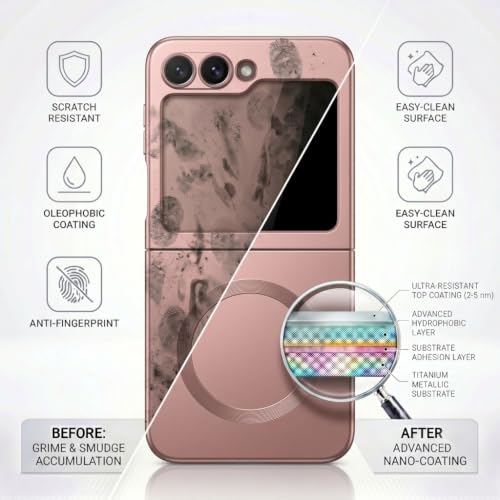 Image of amazon basics Premium Mag-Safe Case for Samsung Galaxy Z Flip 5 5G | Shockproof & Anti-Scratch Cover | Soft Silicone with Wireless Charging | Camera Lens Guard - Rose Gold