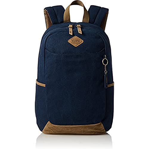 TOTTO - Mochila Juvenil, Modelo Jaideny, Capacidad 16 L, Bolsillo para PC, Espaldar Ergonómico, Correas en S para Mayor Comodidad, Resistente, Estampado Azul Jaspeado y Marrón