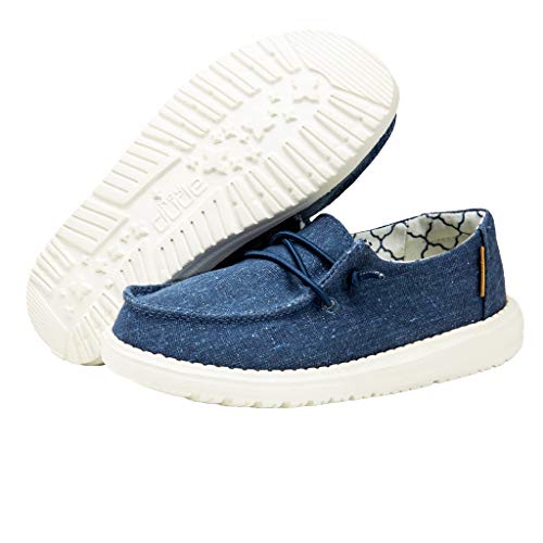 Image of HEYDUDE Girl's Wendy Youth Sparkling Denim Size 9 | Girl's Shoes | Girl's Lace Up Loafers | Comfortable & Light-Weight