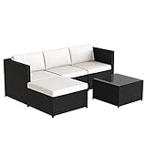 【 Una ampliación de tu espacio de vida 】 Equipado con un sofá de salón, un taburete y una mesa de café con encimeras de cristal templado, estos muebles de terraza son una buena opción para ti y tu familia para disfrutar del tiempo libre y del sol, bebidas y aperitivos al aire libre, pero sin largos viajes a la colina o a la playa.