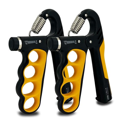 Senston Grip Strength Trainer 2 Pack Orange - Hand Grip Strength Tester Grip Strengthener Forearm Exerciser Meter Digital Hand Grip Training 220 Lbs / 100 KG