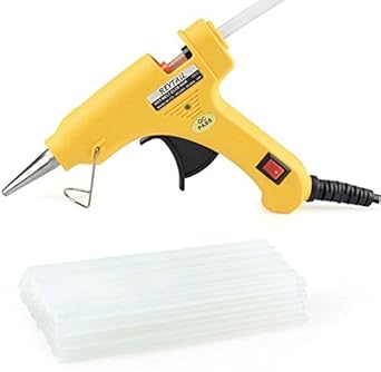 20W Yellow Heavyduty Hot Melt Glue Gun with 10 Sticks (7 mm x 20 cm)