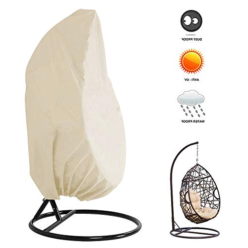 Patio Hanging Egg Chair Cover Heavy Duty Waterproof Patio Outdoor Wicker Swing Seat Cover Chair Garden Furniture Protective Cover Uv Resistant 75 X 45Inch (Beige) #TOP1