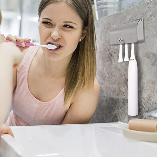 ANNGY Toothbrush Holder, 304 Stainless Steel Dustproof Wall Mounted Self Adhesive Toothbrush Storage Organizer Stand Rack (13cm(6 Brush Slots))