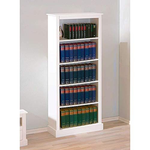 Estante para Livro 5 Prateleiras Madeira Maciça Provence Inter Link Branco Lavado