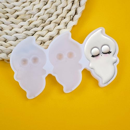 mostsom Halloween Silicone Mold Ghost Lollipop Mold Cake Pops Mold Chocolate Candy Silicone Mold Pop Lollipop Maker Tool Cake Baking 2PCS (O_ Ghost)