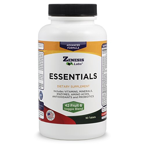 Zenesis Labs Essentials - a Natural & Nutrient Rich Multi-Vitamin - with Minerals, Enzymes, Amino Acids, Antioxidants and Probiotics - 90ct
