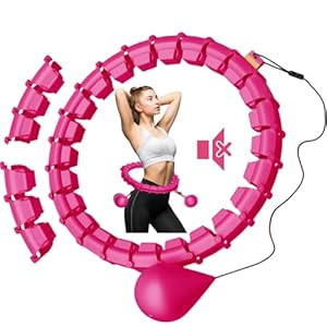 Smart Hoop Reifen Erwachsene Mit Gewicht Kugel, Ultra Leiser Hoola Hoop zum abnehmen Mit 32 Abnehmbaren Segmenten, Hullahub Reifen Zum Abnehmen Max Taillenumfang 165cm(Rot)