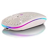 Attoe Bluetooth Mouse,Bling Dazzling 2.4GHz Rechargeable Wireless Mouse Slim Mouse with USB Receiver, Compatible with Notebook, PC, Laptop, Computer, MacBook,Great Present idea for Her (White)