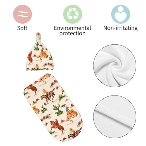 Image of Personality Western Newborn Swaddling Blanket Beanie Hat Funny Blanket Sleeping Bag New Born Sleep Sacks for Boys Girls