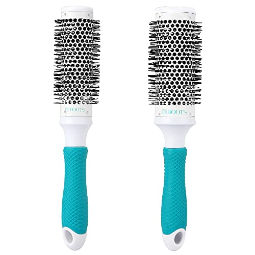Image of ROOTS Theramic Barrel Hair Brush Pack of 2 | Ceramic Coated Body for Uniform Heating | For Blow Drying, Curling, Straightening, Add Volume & Shine | For Men & Women | Model - PEC34 & PEC44