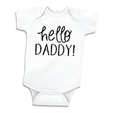 Bump and Beyond Designs Hello Daddy Surprise Pregnancy Announcement to Husband (0-3 Months, White)