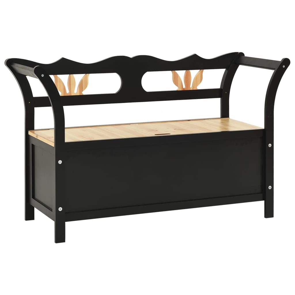 Banco negro 107 x 45 x 75,5 cm madera maciza abeto con espacio de
