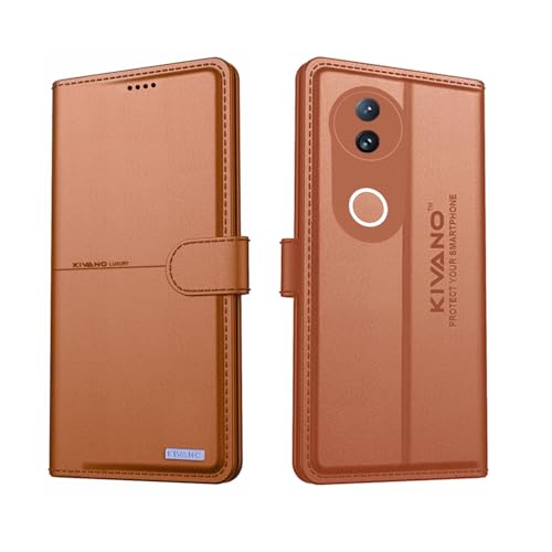 Image of Compatible for Vivo T4R 5G / iQOO Z10R 5G / Vivo V50e 5G / Vivo V50 5G Flip Cover | Leather Finish | Inside Pockets & Inbuilt Stand | Shockproof Wallet Style Magnetic Closure Back Cover Case