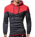 Next Class Men's Novelty Color Pullover Hoodies Sports Outwear US L(Asian Tag size XXL) Dark Gray&Red