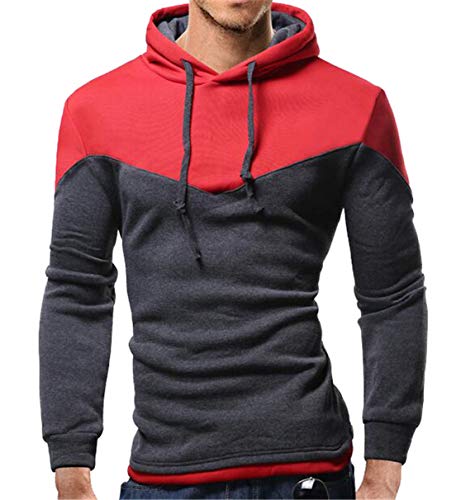 Next Class Men's Novelty Color Pullover Hoodies Sports Outwear US L(Asian Tag Size XXL) Dark Gray&Red Next Class Men's Novelty Color Pullover Hoodies Sports Outwear US L(Asian Tag Size XXL) Dark Gray&Red