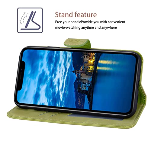 Bartern Flip Case for iPhone X/iPhone XS,Cute Elephant PU Leather Folio Flip Wallet Phone Case Cover with Card Holder Magnetic Closure and Stand Feature for iPhone X/XS,Green - Image 4