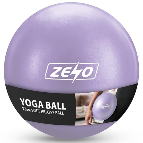 ZENO Pilates Ball 23cm | Soft Yoga Ball for Core Training | Mini Exercise Ball for Balance Stability and Control | Anti Burst Gym Ball for Pilates, Yoga, Physio, Rehab, Home Workouts (Purple)