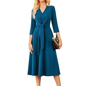 GRACE KARIN Work Dresses for Women 2025,Business Casual 3/4 Sleeve Midi Dress,Office A Line Dresses