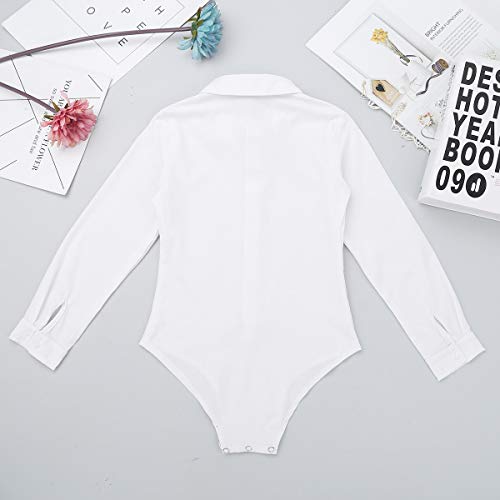 JEATHA Kids Boys Long Sleeves Tuxedo Bodysuit Latin Modern Dance Shirt with Bowtie Set Mock Neck Leotard Dancewear White 12