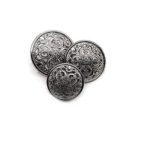 5 Pcs Hollow Metal Button Black Sliver Gold Buttons Round Decorative Button for Clothes Sewing Accessories (Gun Metal, 25mm)