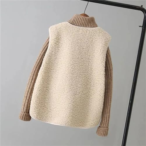 Chalecos de lana de cordero para mujer con cuello en V y cremallera estilo BF 5