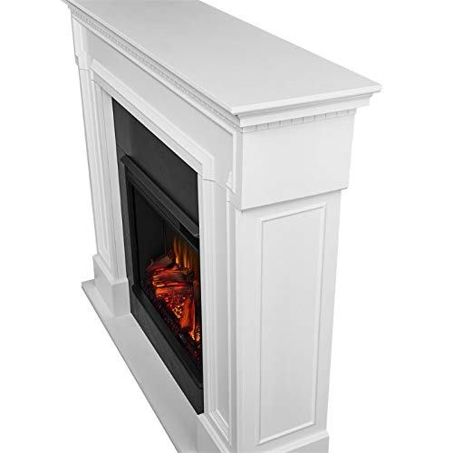Bowery Hill Traditional Solid Wood Electric Fireplace, Heater With Remote Control, Adjustable Led Flame, 1500W In White #TOP4