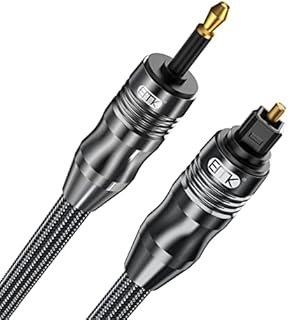 EMK Digital Sound Toslink to Mini Toslink Cable 3.5 SPDIF Optical Cable [Not a 3.5mm Aux] Optical Audio Cable (Straight Black, 0.5M)