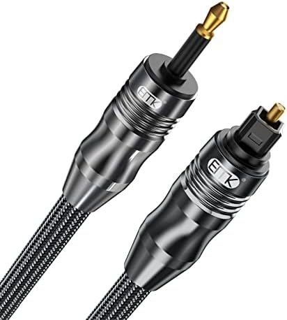 EMK Digital Sound Toslink to Mini Toslink Cable 3.5 SPDIF Optical Cable [Not a 3.5mm Aux] Optical Audio Cable (Straight Black, 0.5M)