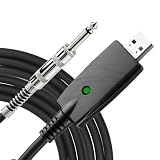 Cable USB de guitarra adaptador de conexión de bajo a USB de 6,35 mm, línea de grabación compatible con PC, Mac, Xbox, PS4, PS3, PS2, adaptador profesional de guitarra a PC, conector TS mono chapado