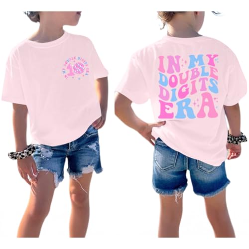 Image of Pairxily in My Double Digits Era Shirt for Girls 10th Cute 10 Year Old Girl Happy Birthday Shirts Gifts Short Sleeve Tops