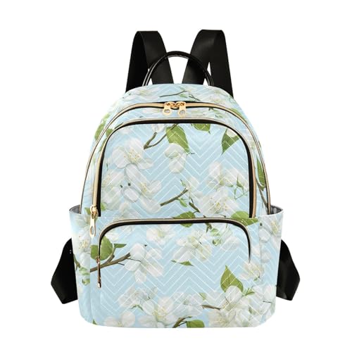 Mochila casual flores blancas primaverales para viaje y trabajo