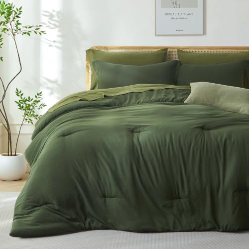 Suncomfy Comforters Queen Size 7 Pieces, Dark Green Bed Set Suncomfy Comforters Queen Size 7 Pieces, Dark Green Bed Set - Image 1