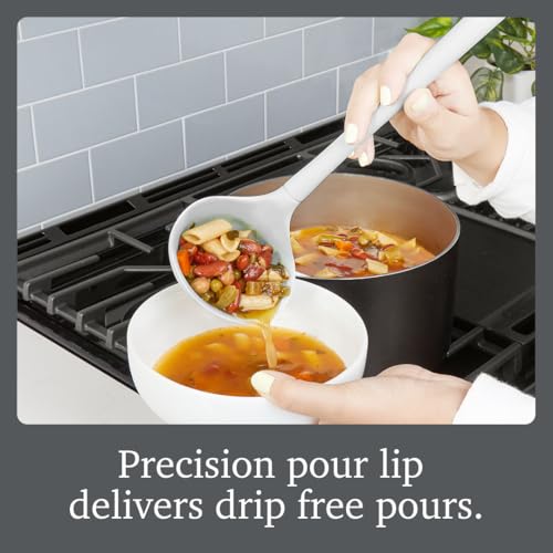 Image of Tovolo Flex Core Silicone Ladle BPA Free Oyster Gray Deep Silicone Soup Ladle, Heat Resistant All Silicone Ladle Construction, Large Dishwasher Soup Ladle Kitchen Utensil for Cooking
