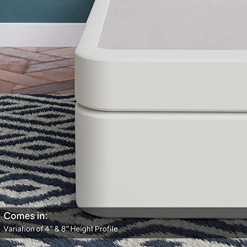 Nutan Wood Split Low Profile Traditional 4-Inch Fully Assembled Foundation Set-Strong Structure – Luxurious Durable Bedding King Mattress Box Springs – White #TOP3