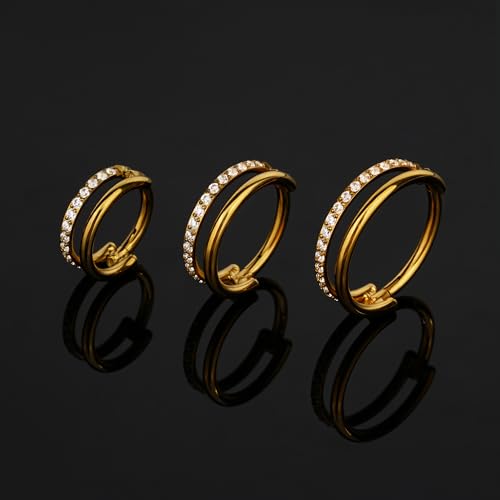 FINE4U Helix Piercing Jewelry Gold 16G 8mm, ASTM F136 Titanium Cartilage Earrings Hoops for Women & Men, Body Implant Grade Nose Rings, Hypoallergenic Hinged Clicker by FINE4U - Used condition - Image 4