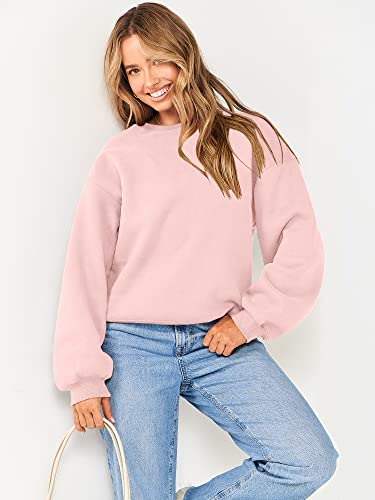 Anrabess Oversized Sweatshirts For Women Teen Girls Pullover Casual Loose Fit Fleece Crop Hooded Sweaters Fall Winter Fashion Y2K Clothes A1026-Huafen-Xl Pink #TOP6
