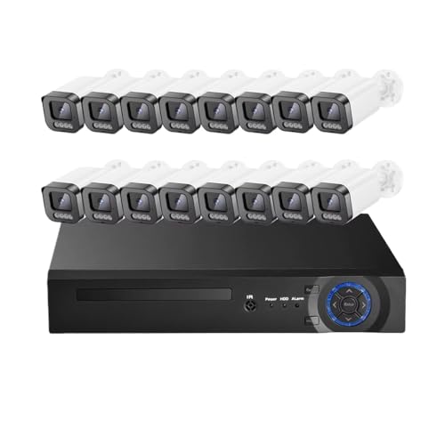 Kit De Seguridad con Cámara IP PoE 4K 8 MP Y Detección Facial, Visión Nocturna A Color, CCTV, NVR 32 Canales 4(None,16pcs 4MP Cameras)