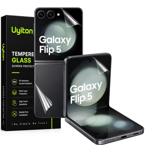 Image of Uyiton Silicone (1-Pack) Screen Protector for Samsung Z Flip 5 Flexible Anti-Spy Film, Edge-to-Edge Coverage, Fingerprint Sensor Support, HD Clarity, Easy Installation