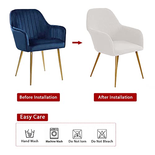 Lipor Set Of 1 Stretch Dining Room Chair Cover Jacquard Curved Back Accent Chair Slipcover Armchair Cover Office Chair Protector Cover For Home Living Room (White, 1Pc) #TOP3