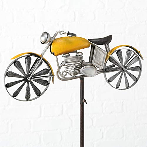 WHW Whole House Worlds Americana Motorcycle Garden Spinner, Vintage Style Stake Decoration, Rustic Yellow with Antiqued Finish, Over 5 Ft Tall (63 Inches - 160 cm) - Thumbnail 7