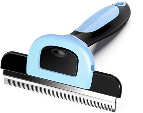 Pet Grooming Brush Effectively Reduces Shedding by Up to 95% Professional Deshedding Tool for Dogs and Cats (Blue)