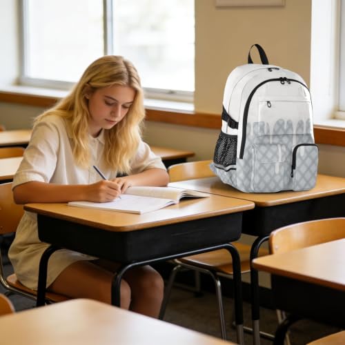 Mochila de viaje para laptop de 17.5 pulgadas gris a cuadros para adolescentes 6